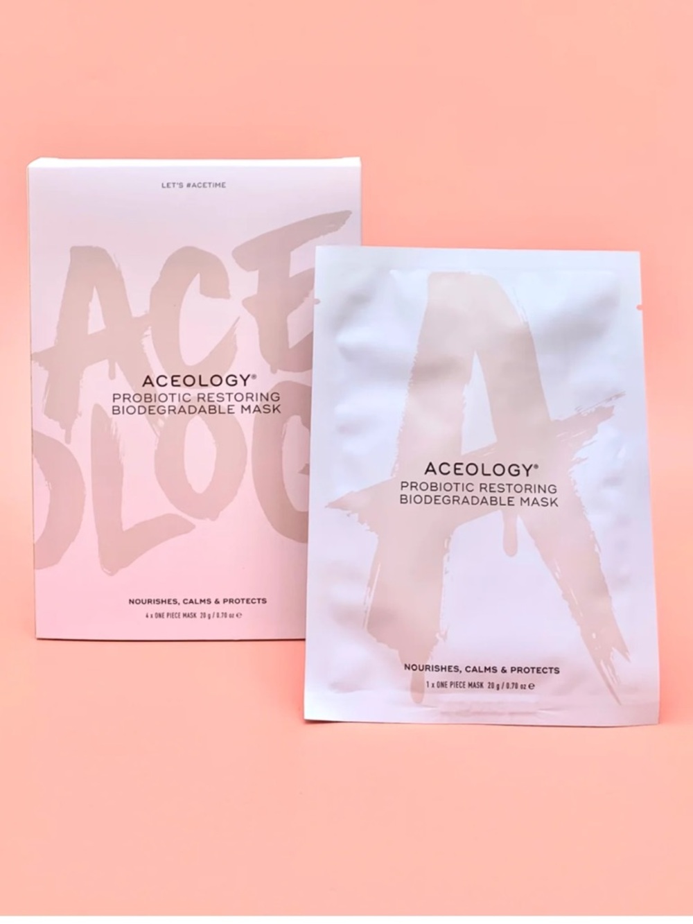 ACEOLOGY Skincare Face Mask Probiotic Restoring Biodegradable Mask 4 Pack